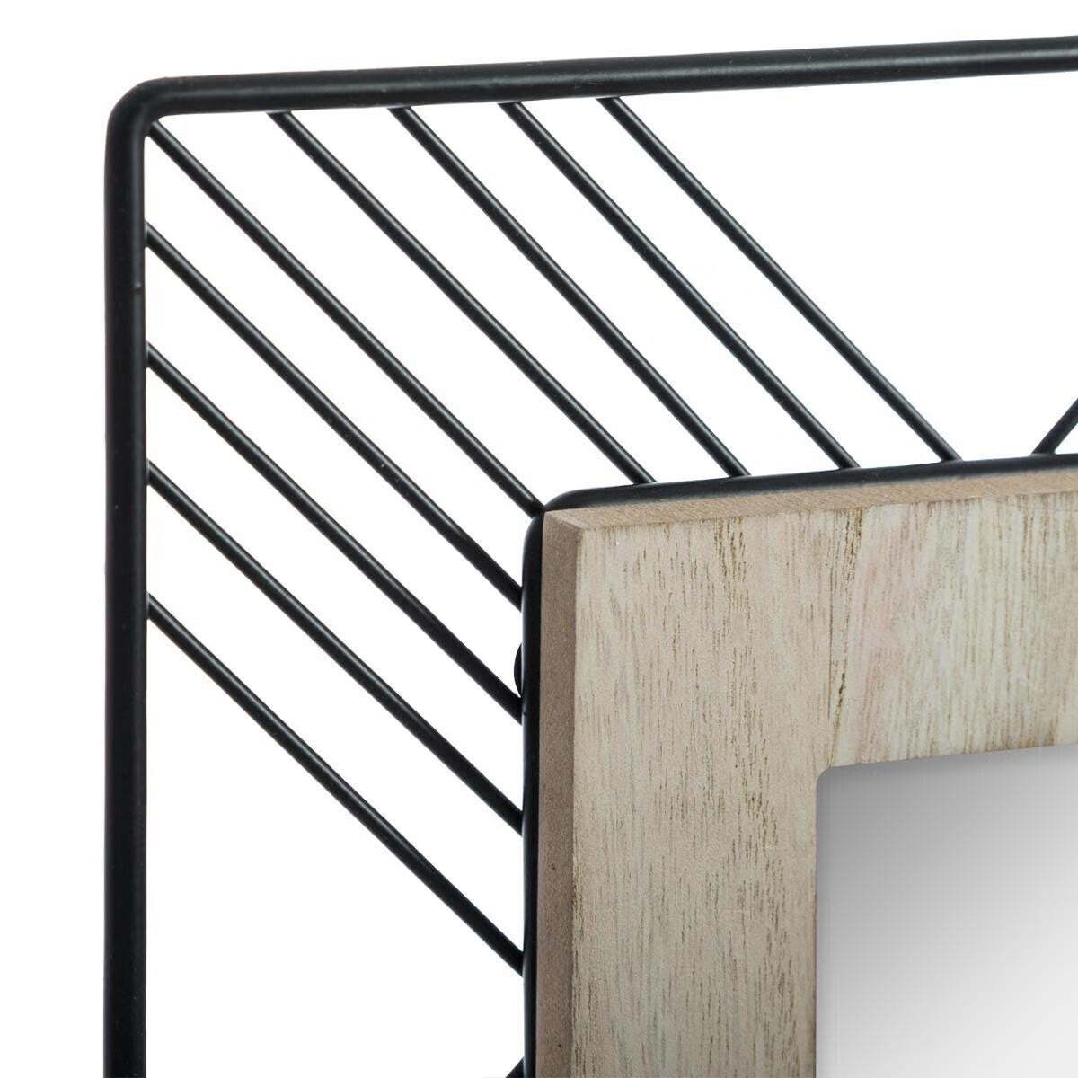 Miroir Carré en Métal & Bois 