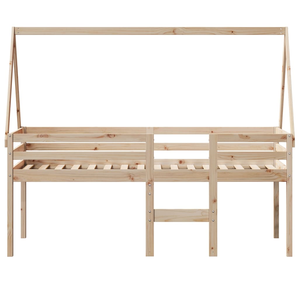 Lit haut avec toit 75x190 cm bois de pin massif - 4