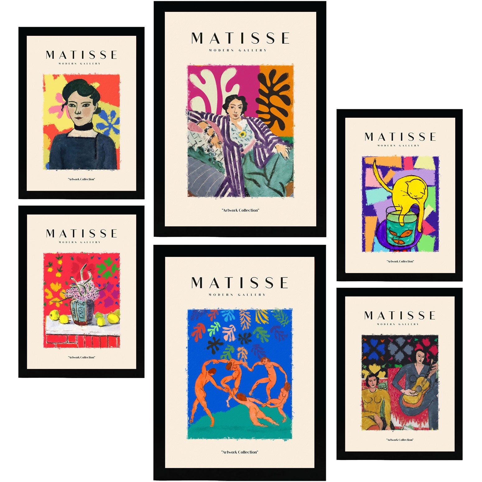 Nacnic set de 6 posters de henri matisse celebración láminas de fauvismo y arte abstracto para el diseño y tamaños a3 & a4 sin marcos