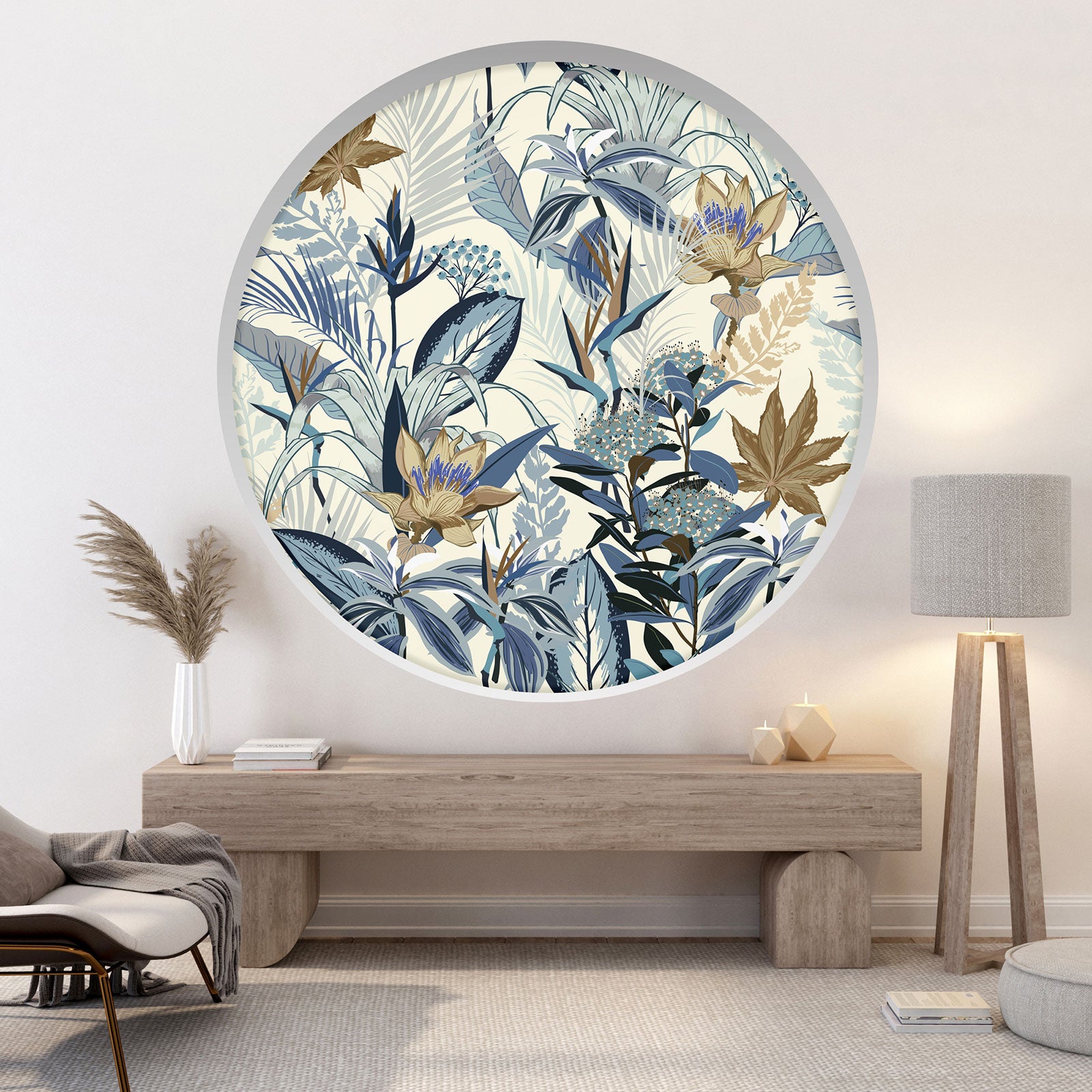 Stickers Porte Trompe-l'œil Arbres Et Fleurs - 63x205cm, PVC étanche, Décoration Murale Facile Pour Salon, Chambre