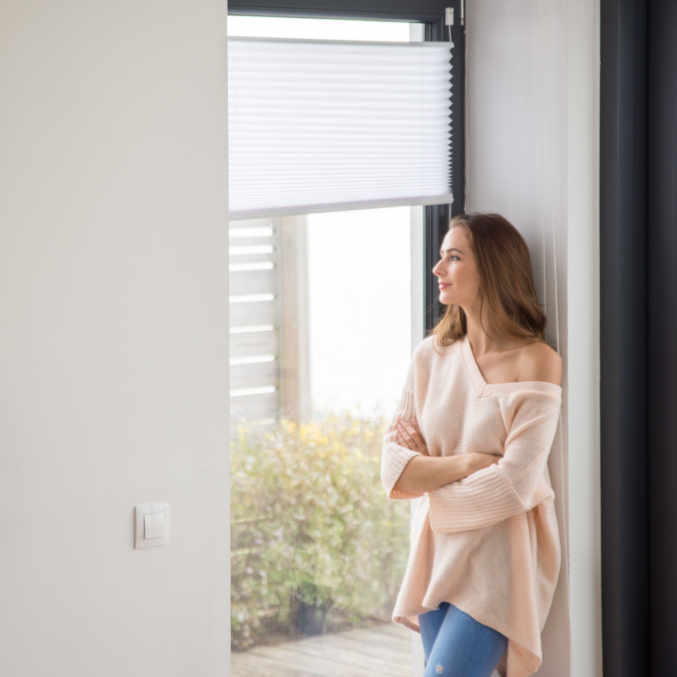 Relaxdays Tenda Plissettata a Rullo, Montaggio con Clip Adesive, per Interni, L x P: 80 x 130 cm, Bianca Traslucida - 2