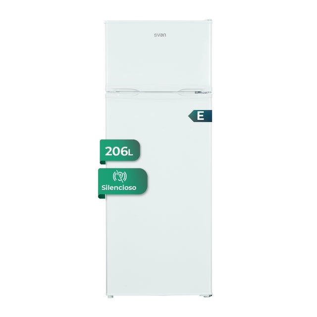 Frigorífico Svan, SF145501E. 2 Puertas, Capacidad 206 Litros, Cíclica, Bajo Nivel Sonoro, Puerta Reversible, Clasificación Energética E, Blanco