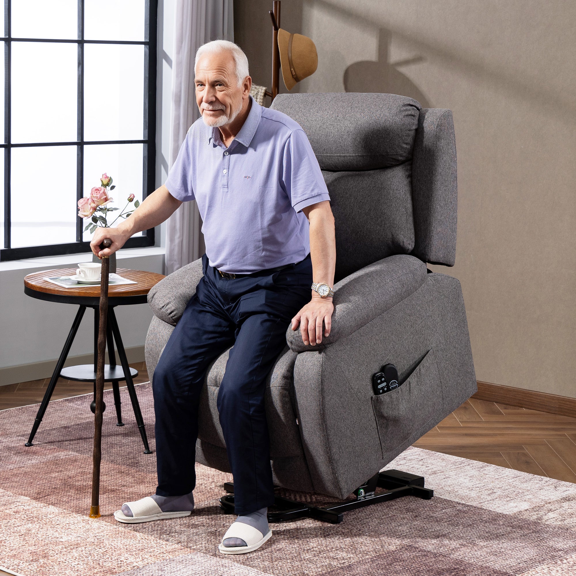 Fauteuil releveur électrique lin HOMCOM - 2