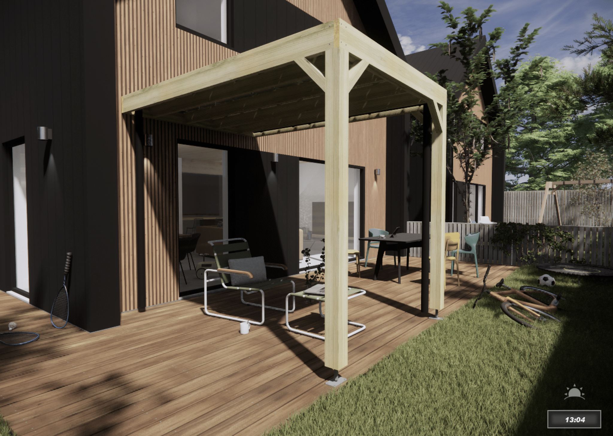 Carport bois • 2m x 3m • adossée • sens profondeur • livraison comprise - 2