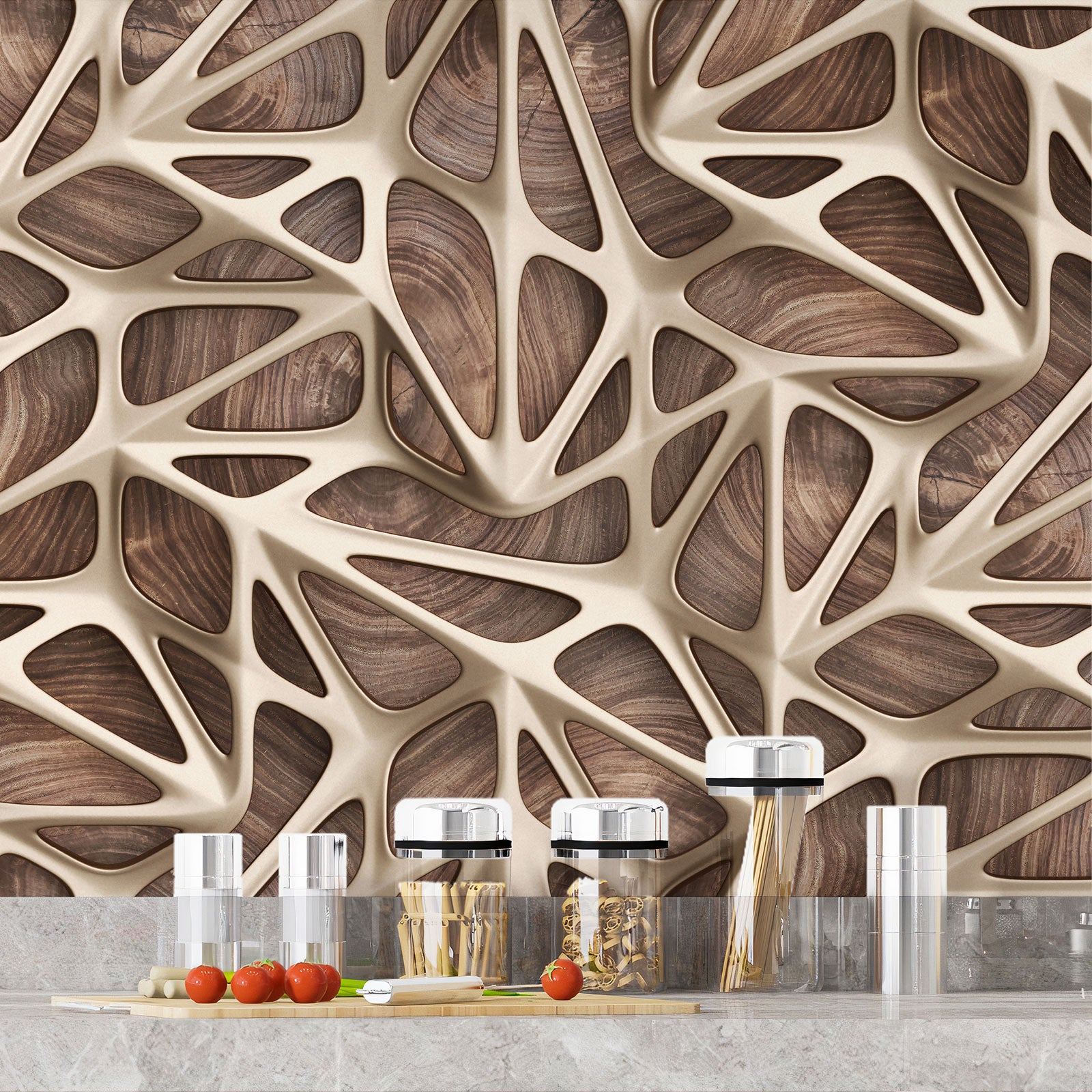 Crédence adhésive sticker pour cuisine - Design Effet 3D - Adhésif + Protection BRILLANTE - 55x96 cm - 4