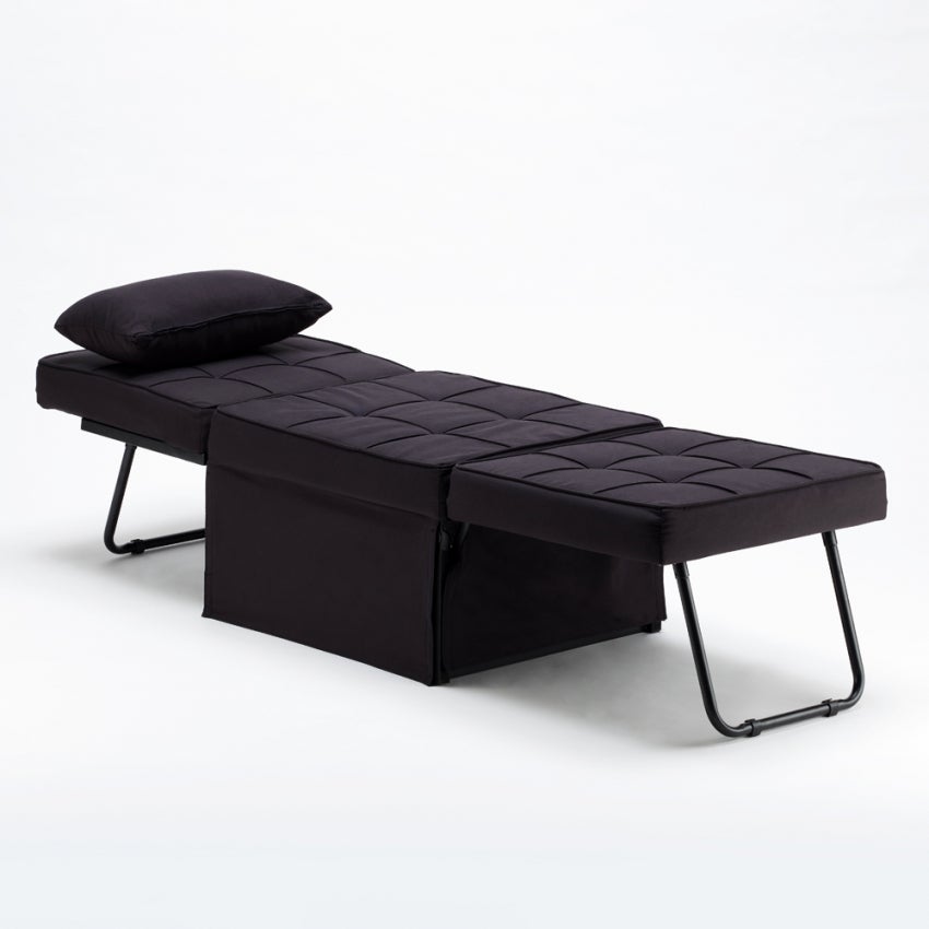 Pouf poltrona letto pieghevole in tessuto Sweet Relax - Nero - 6