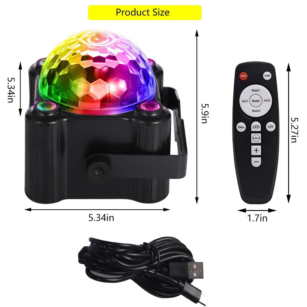 Lumières de fête Disco Ball Light, lumière LED activée par le son pour les fêtes à la maison, anniversaire, Halloween, Noël, décorations de mariage - 2