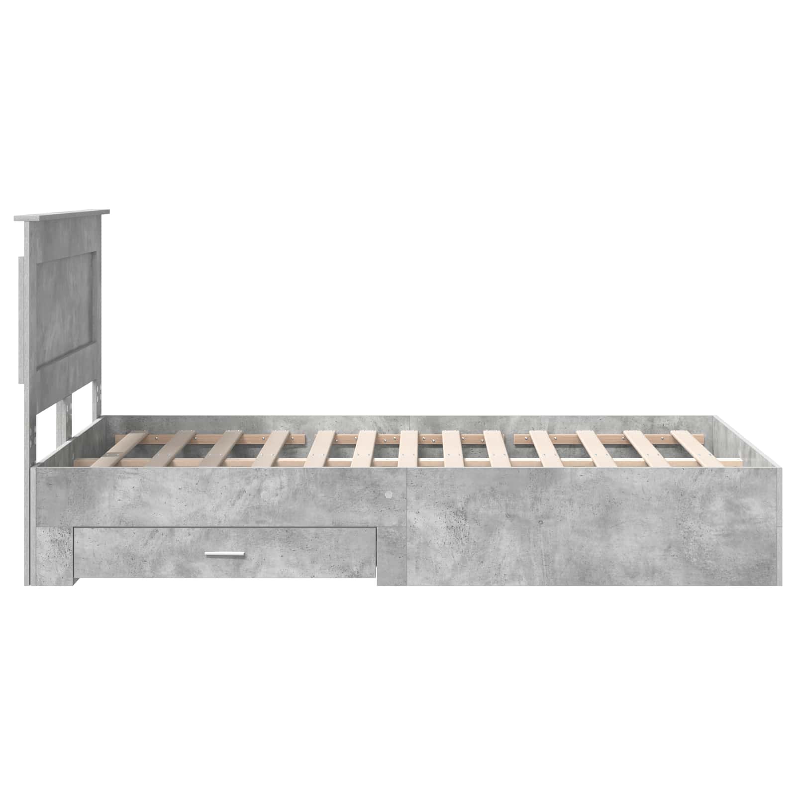 Cadre de lit gris béton 120 x 190 cm en panneau de bois - 9