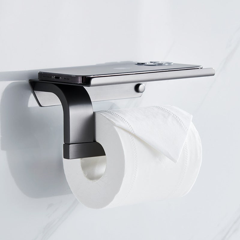 Porta Carta Igienica Con Mensola - Supporto Adesivo Da Parete Per Bagno, Acciaio Inox - Foto 3