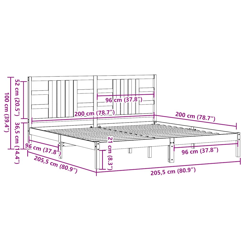 Maison Exclusive - Estrutura de cama 200x200 cm madeira maciça branco - 9