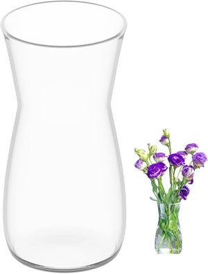 Vaso In Vetro Trasparente Per Tulipani DARENYI - Forma Moderna, Ideale Per Orchidee, Rose E Erba Della Pampa, 27x10 Cm - 2