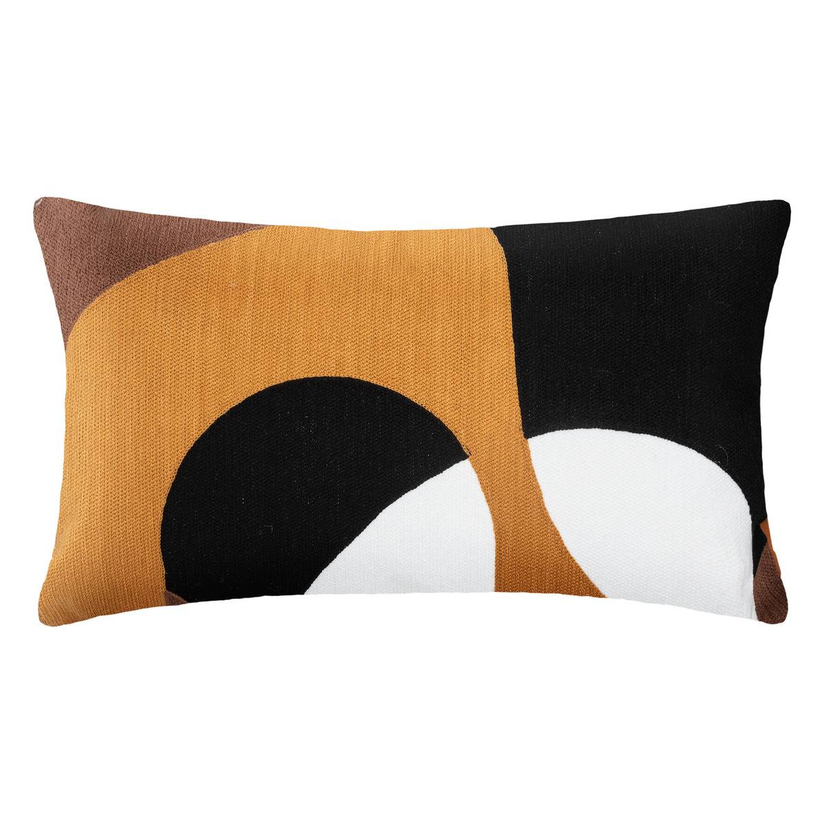 Cojín hary motivos bordados - algodón - amarillo ocre - 30x50 cm - atmosphera créateur d'intérieur