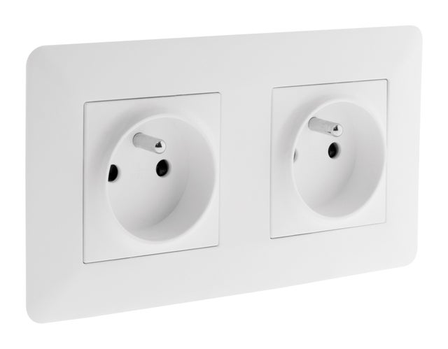 Double prise précâblée 2P+T 16A - blanc - Zenitech