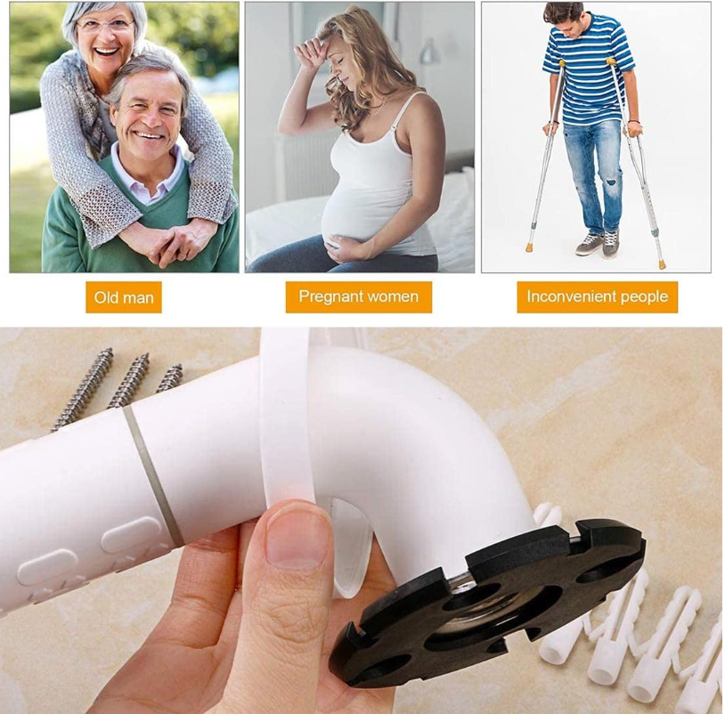60cm Barre d'Appui Antidérapante Blanche - Sécurité Salle de Bain, Baignoire, Toilettes, Cuisine, Escaliers - 5