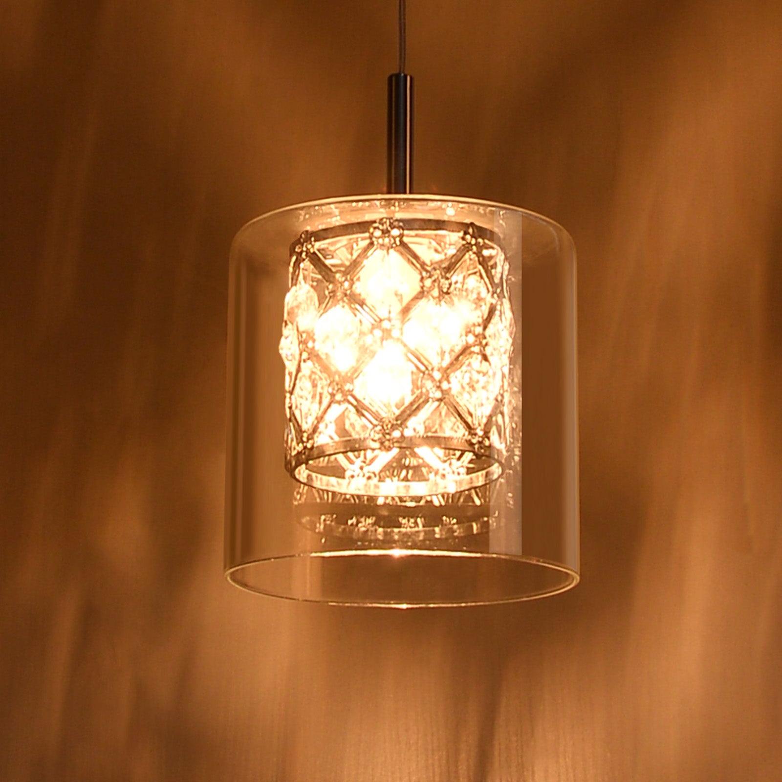 NETTLIFE Candeeiro Suspenso Mesa de Jantar G9 3 Lâmpadas Vidro Cristal Vintage 120cm Altura Ajustável Moderno para Sala e Jantar (Sem Lâmpadas) - 5
