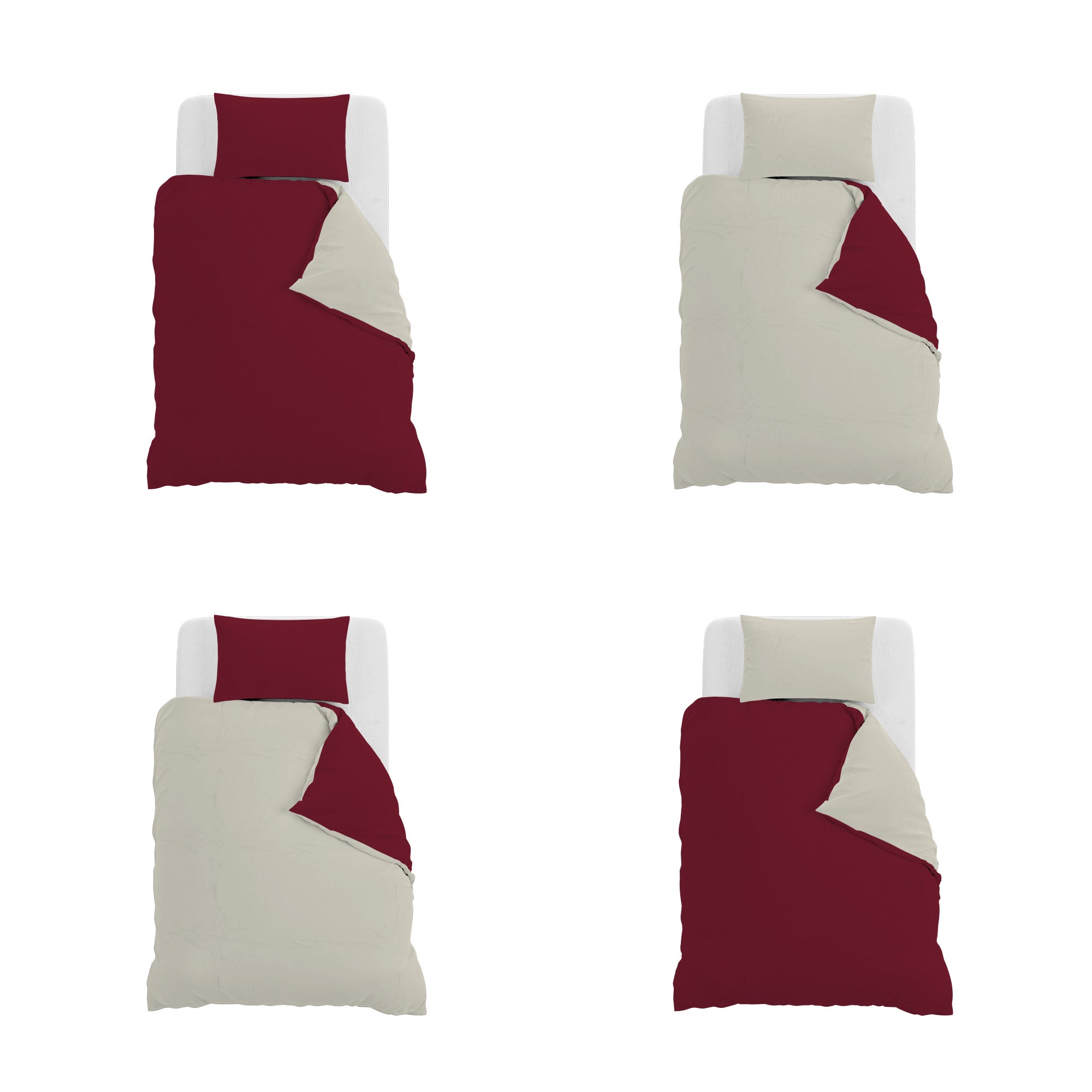 Housse de couette bordeaux/crème, 1 place et demie - taie d’oreiller 52x82cm - 5