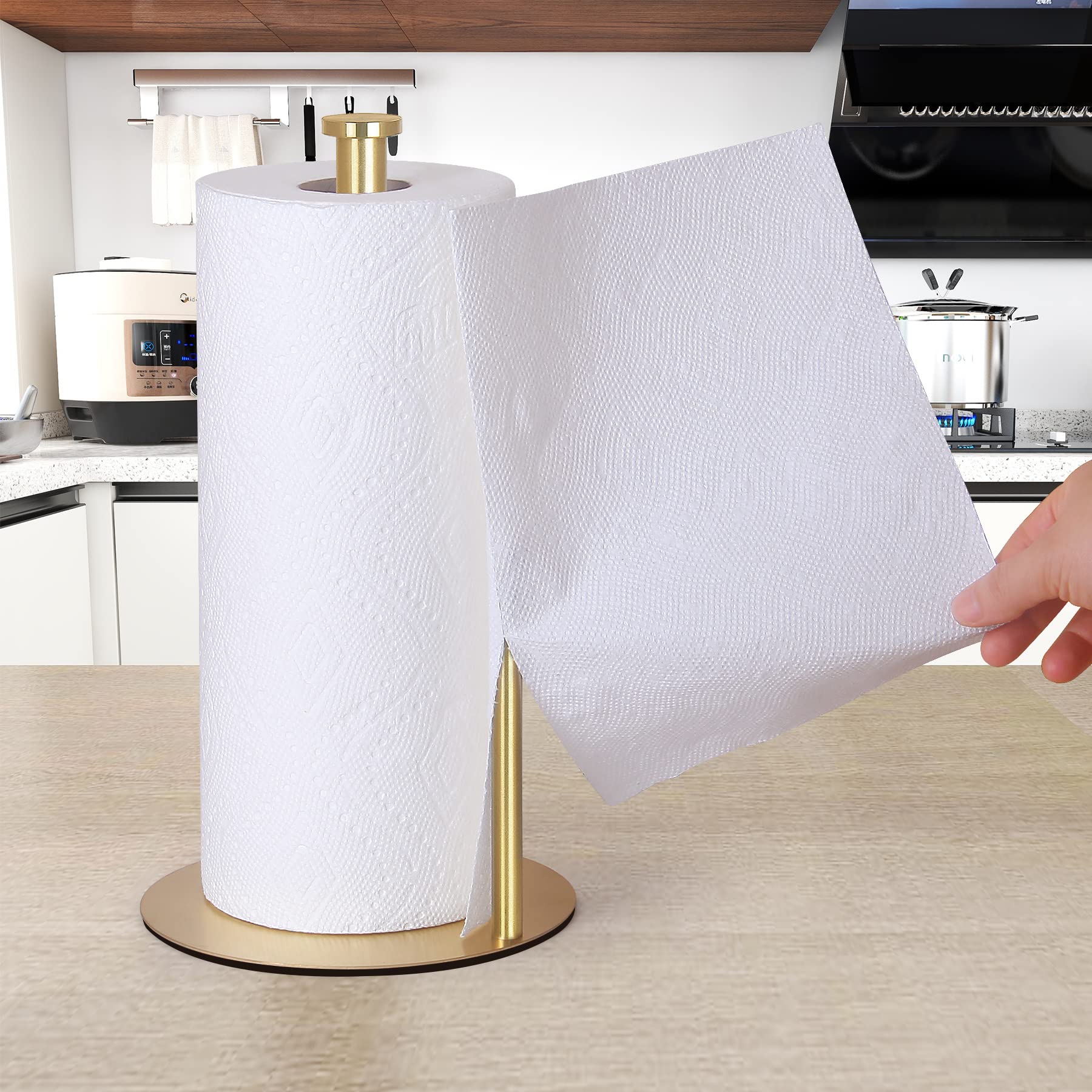 Portarotolo di carta da cucina a parete per bagno, supporto in alluminio autoadesivo senza foratura, adatto per bagno (nero