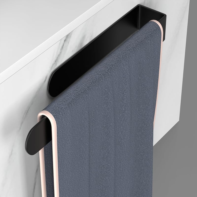 Uchwyt na ręczniki łazienkowe bez wiercenia, samoprzylepny, 30 cm, czarny