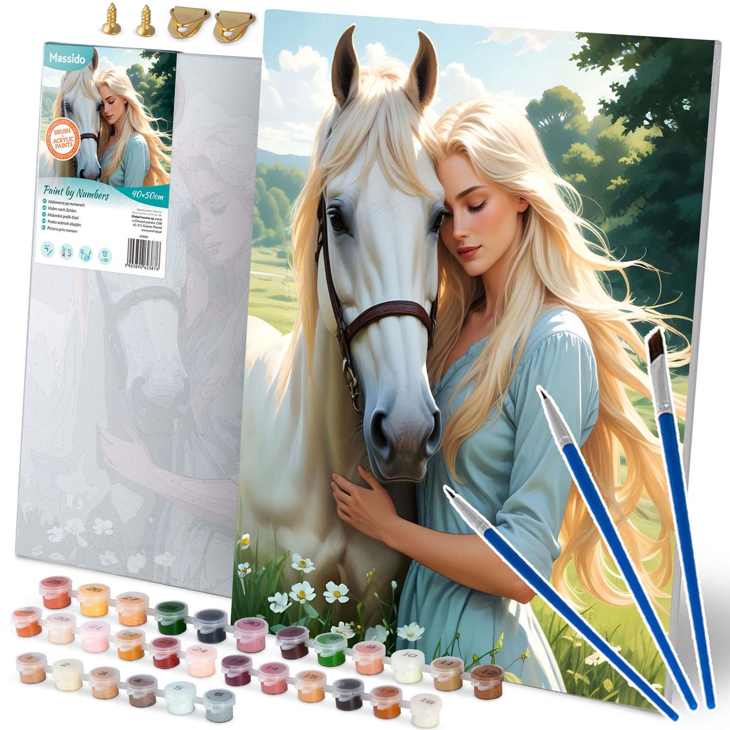 Dipinto con Numeri 40x50 cm - Ritratto di Donna e Cavallo | Leroy Merlin