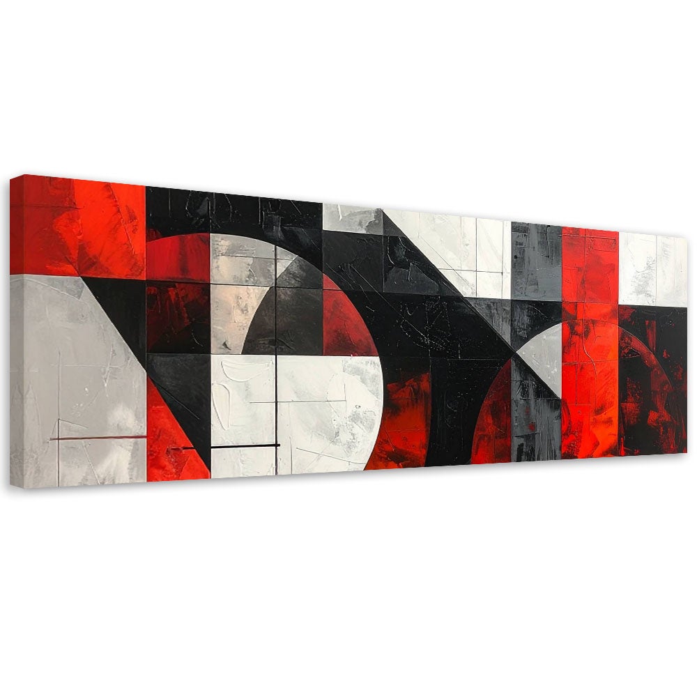 Obraz do salonu sypialni biura loftu, Abstrakcja geometryczna czerwony szary 120x40