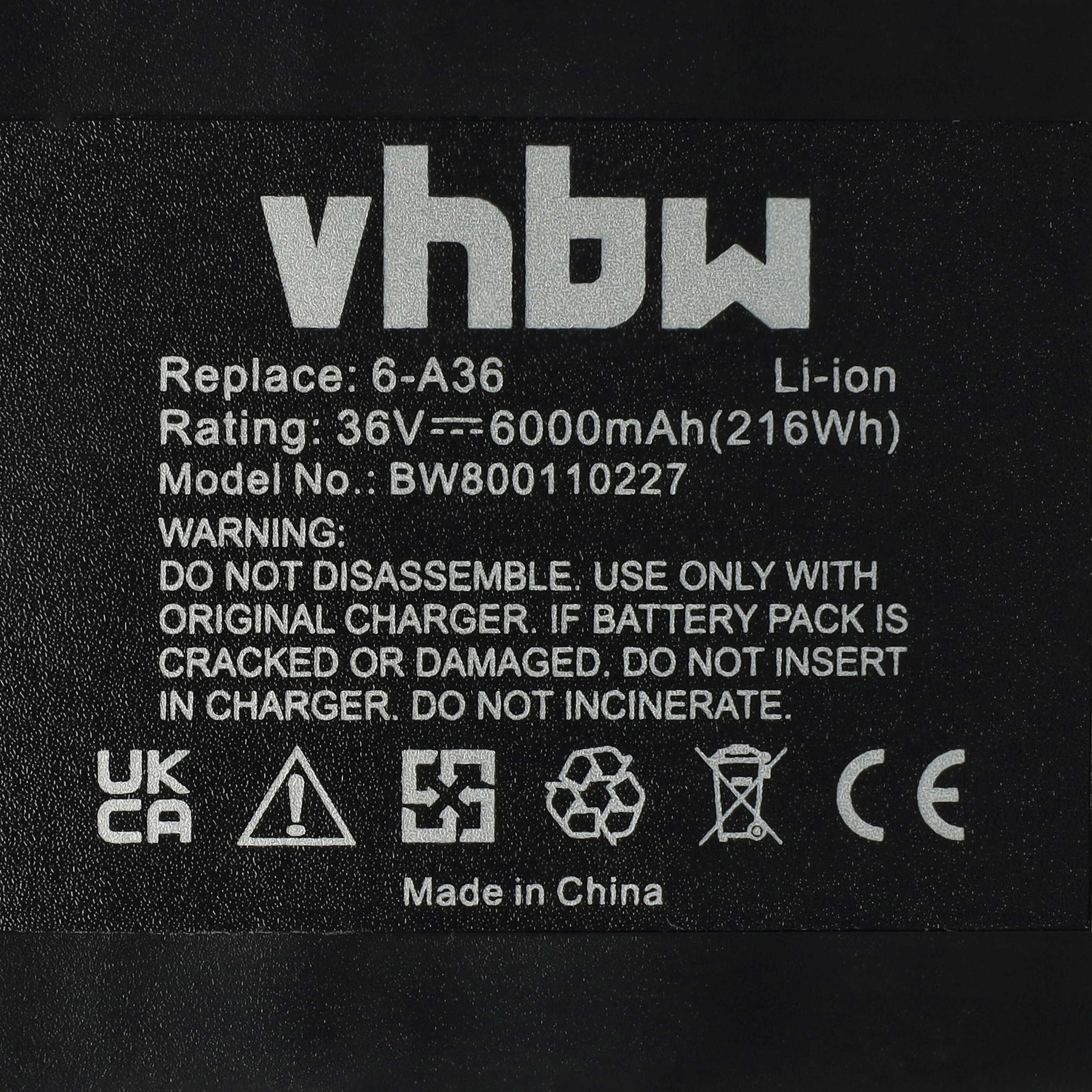 vhbw Batterie compatible avec Hilti TE6-ALi, TE6-A36, TE 6-A36 AVR, TE 500-A36, CPC 36V outil électrique (6000 mAh, Li-ion, 36 V) - 4