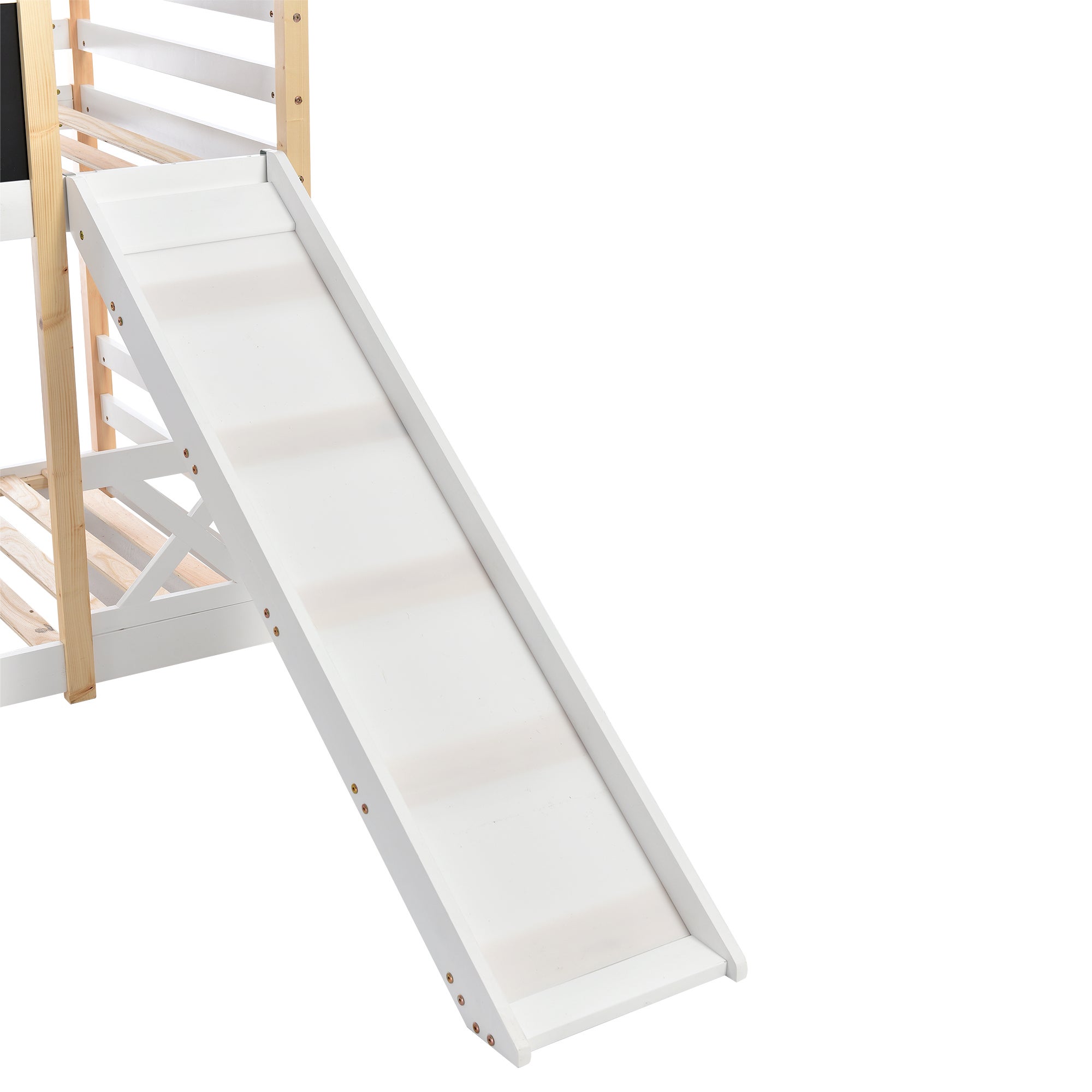 Lit cabane enfant avec toboggan, escalier rangement, pin FSC, lit sécurisé blanc | Leroy Merlin