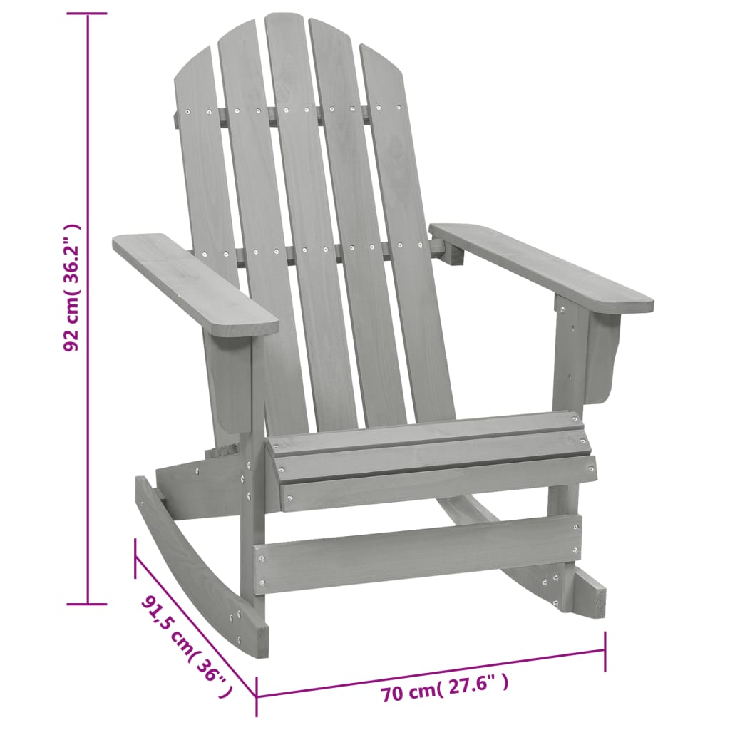vidaXL Chaise à bascule de jardin Bois Gris - 7