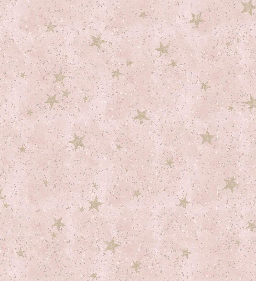 Carta da parati infantile cielo rosa con stelle dorate - Itzel 681984 di GAULAN - Rotolo di 10 m x 0,52 m - 2