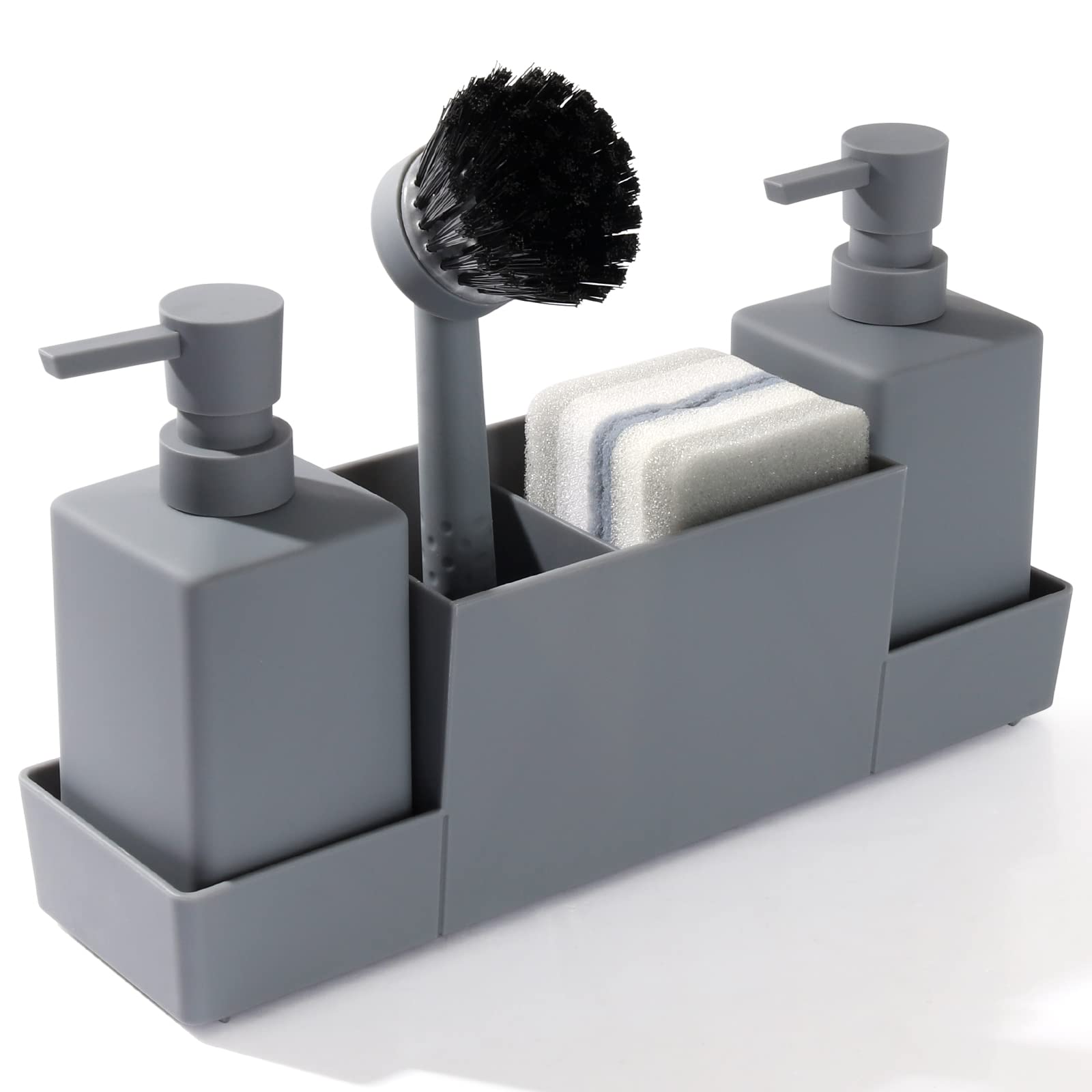 Dispensador de jabón de cocina con soporte para esponja, juego para ...