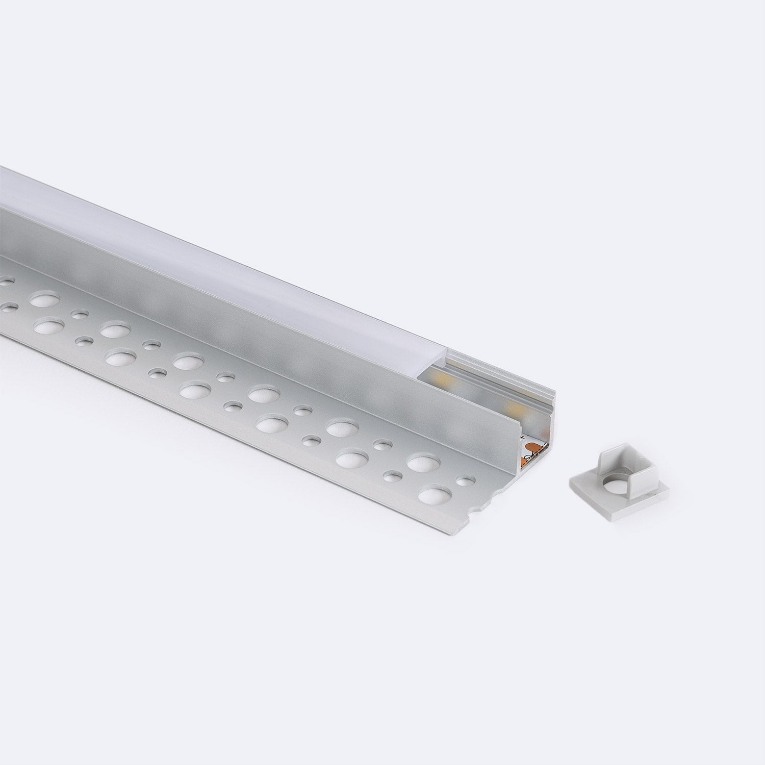 Profilé Aluminium Intégration Plâtre/Placo pour Ruban LED jusqu'à 8 mm - Aluminium 2 m Blanc translucide - Aluminium - 3