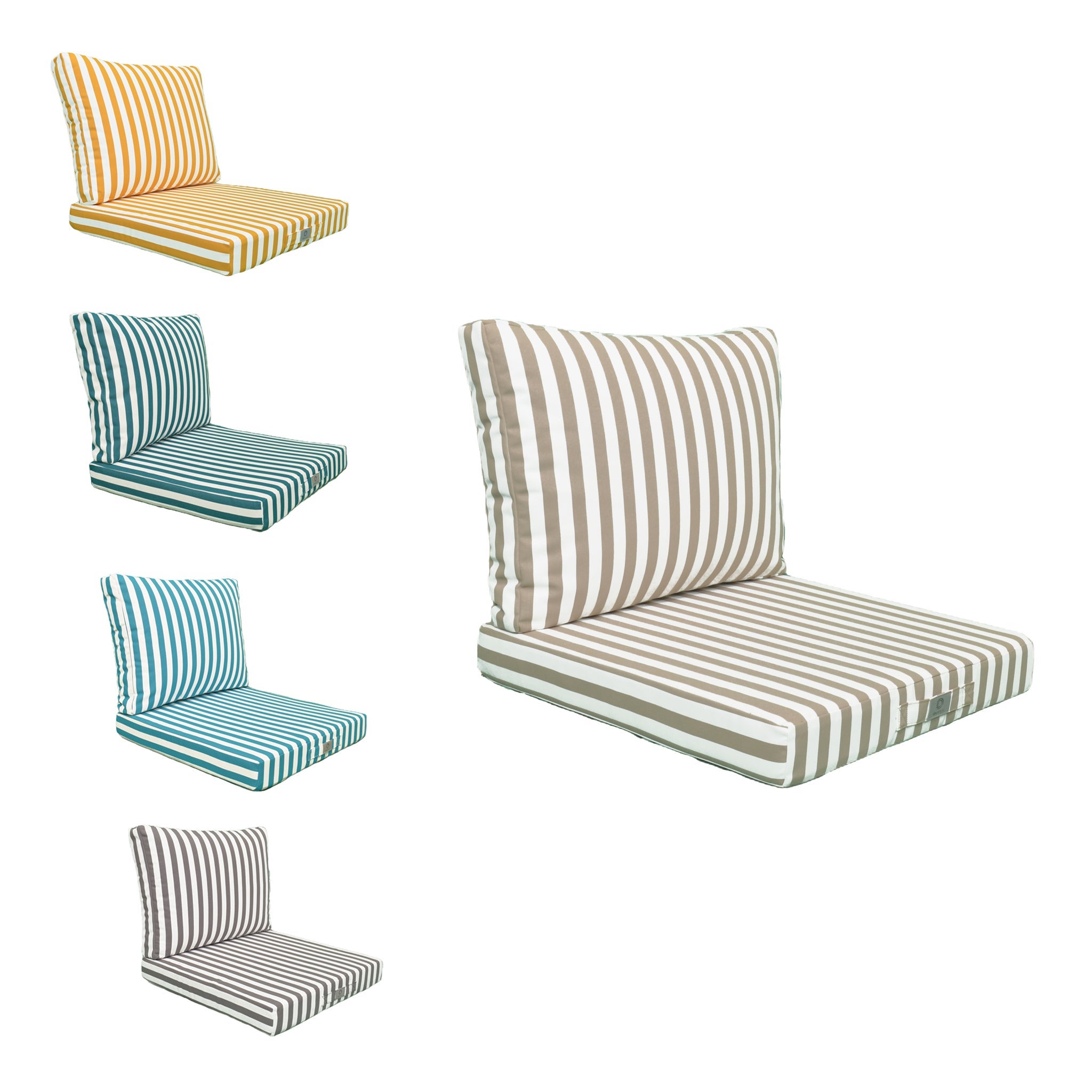 Coussins pour salon de jardin déhoussable 60x60cm Rayure beige - 9