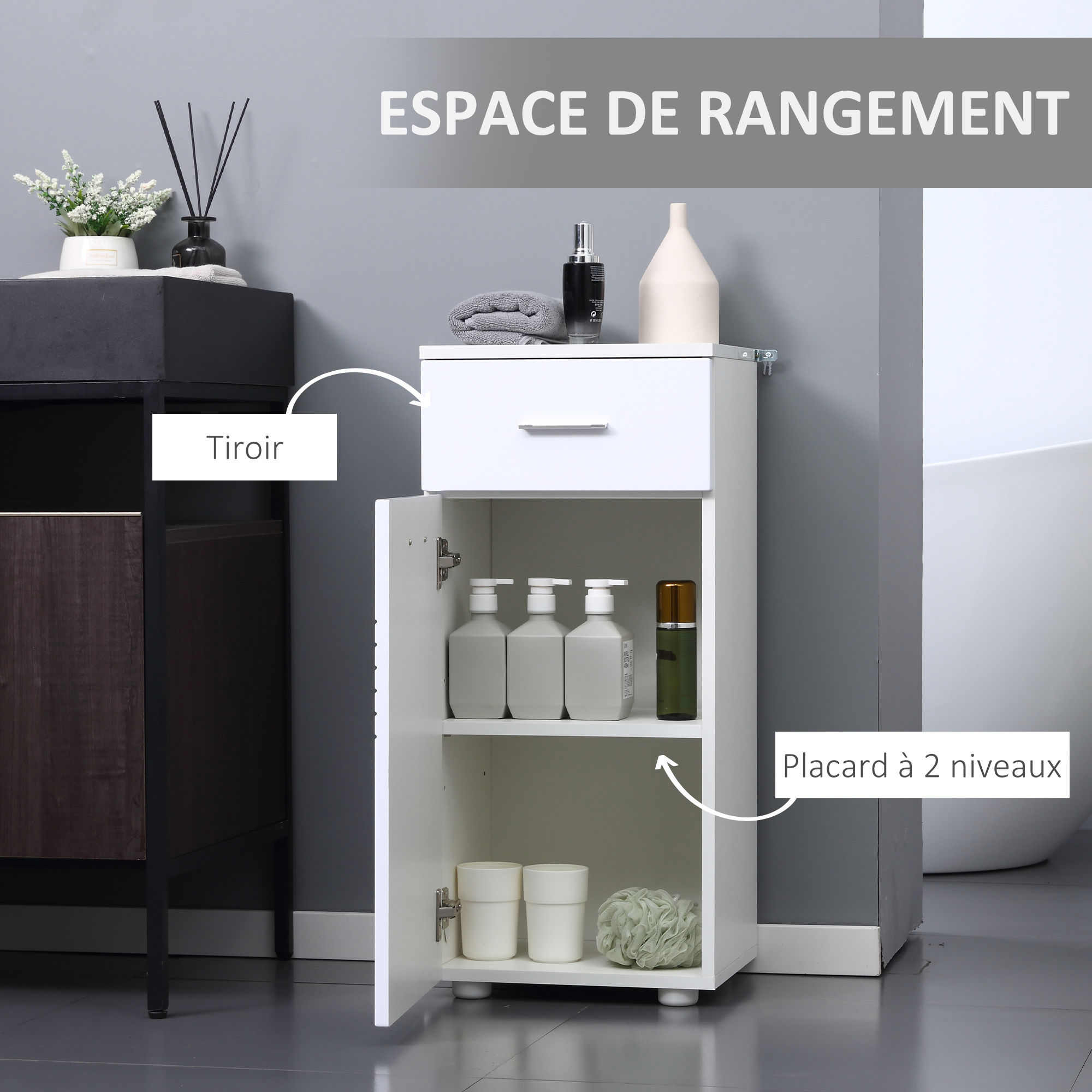 Armoire de salle de bain Panneaux de particules kleankin - 6