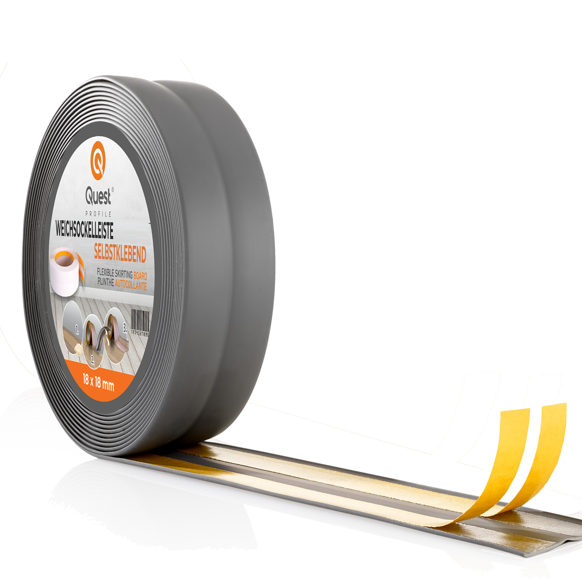 Quest banda de montaje y acabado pvc 30x30mm, 20m, autoadhesiva, graphite