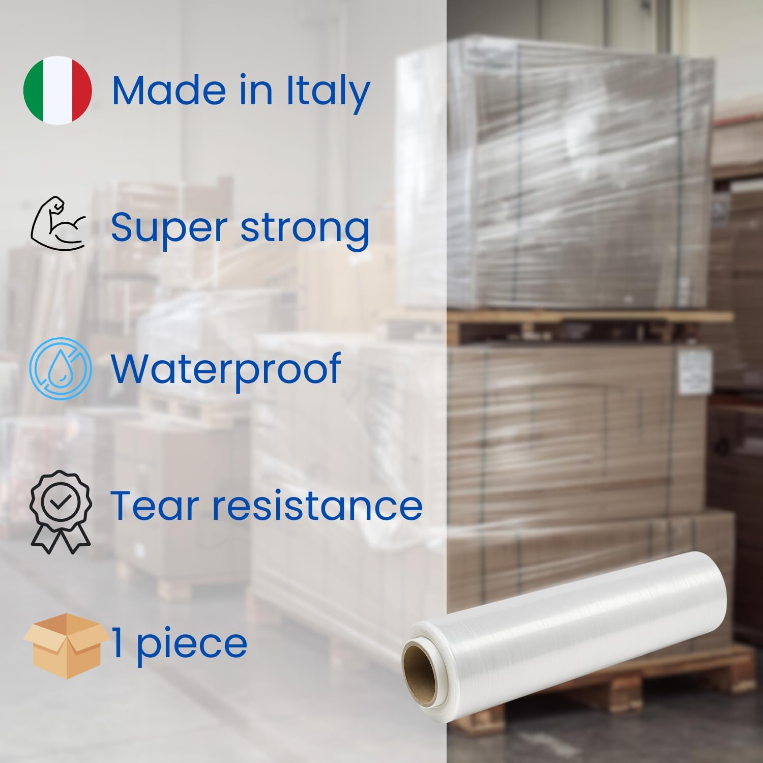 EVOTRADE 1 Rouleau de Film Étirable Transparent pour Emballage 50 cm x 200 m, Film en PVC pour Emballage, Palettes et Déménagements - 5