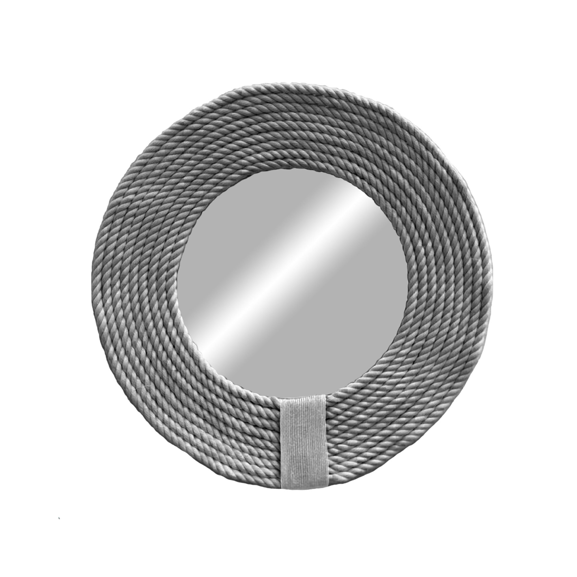 Espejo redondo de cuerda de algodón natural decoración de pared - mirror cord gris 50cm