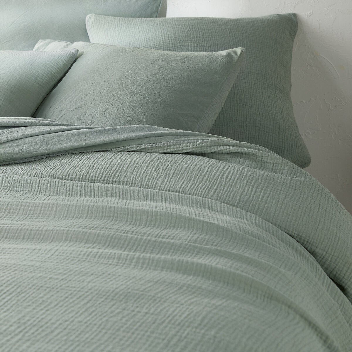 Housse de couette gaze de coton/coton lavé, Kumco - Sauge - 200 x 200 cm - 2