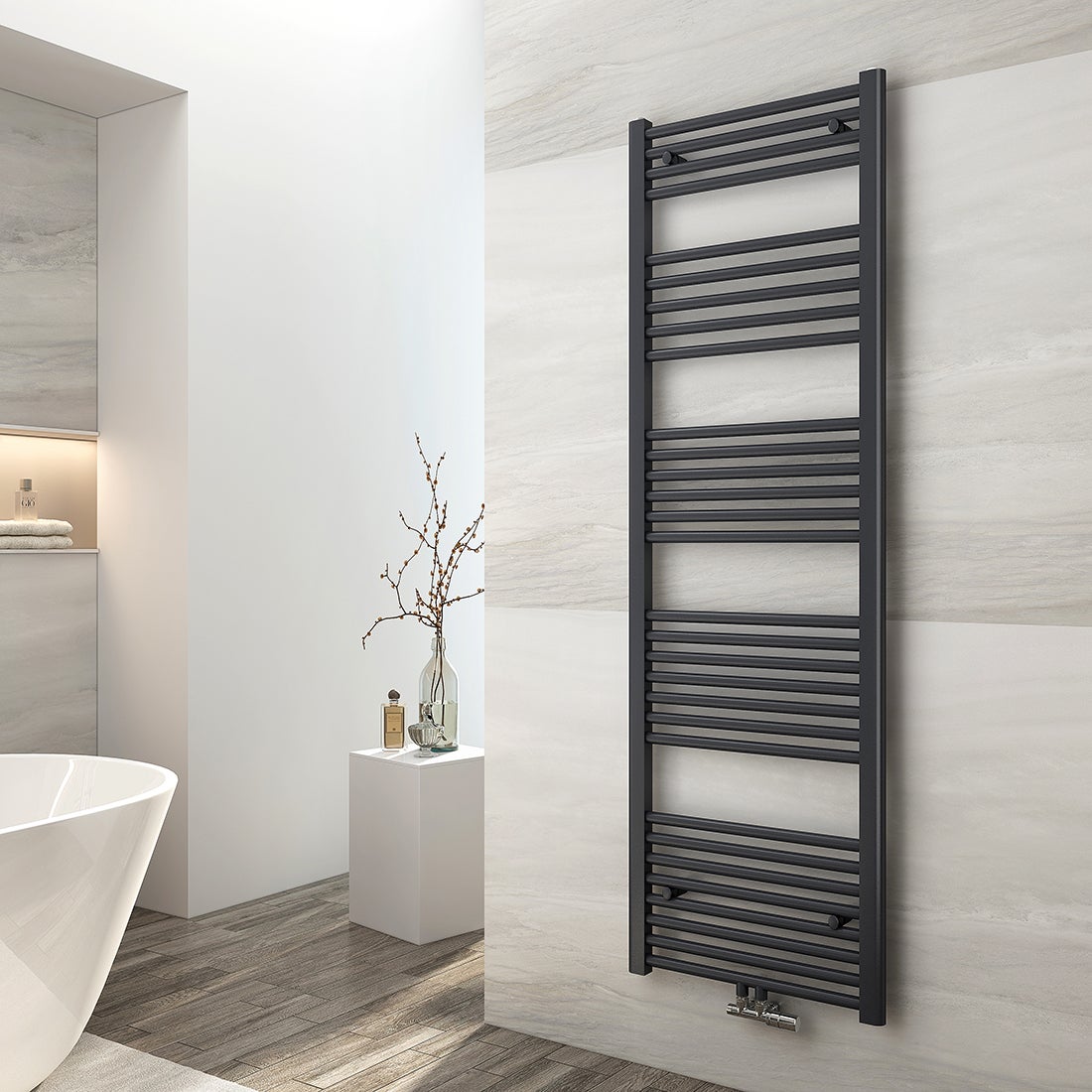 EMKE Grzejnik Łazienkowy 654W, 160x50 cm, 6 bar, do 6 m² – Antracytowy