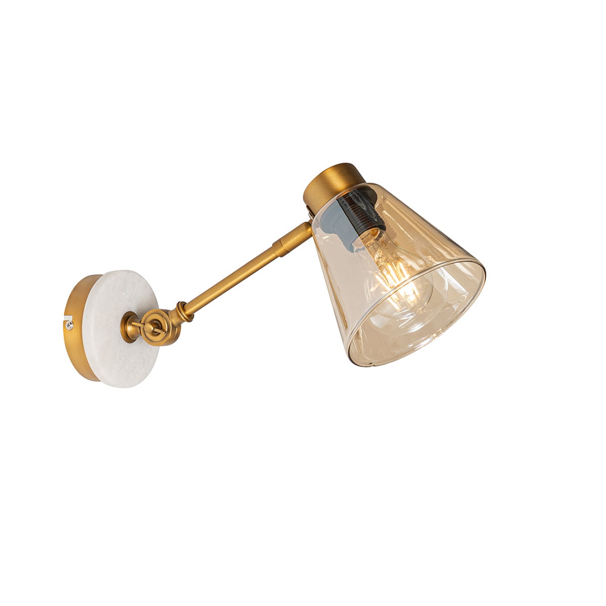 Qazqa artdeco lampa ścienna ze szkłem - Nina - bursztynowy, okrągły, max. 40w, kompatybilny z żarówką LED, e27, 14cm, IP20
