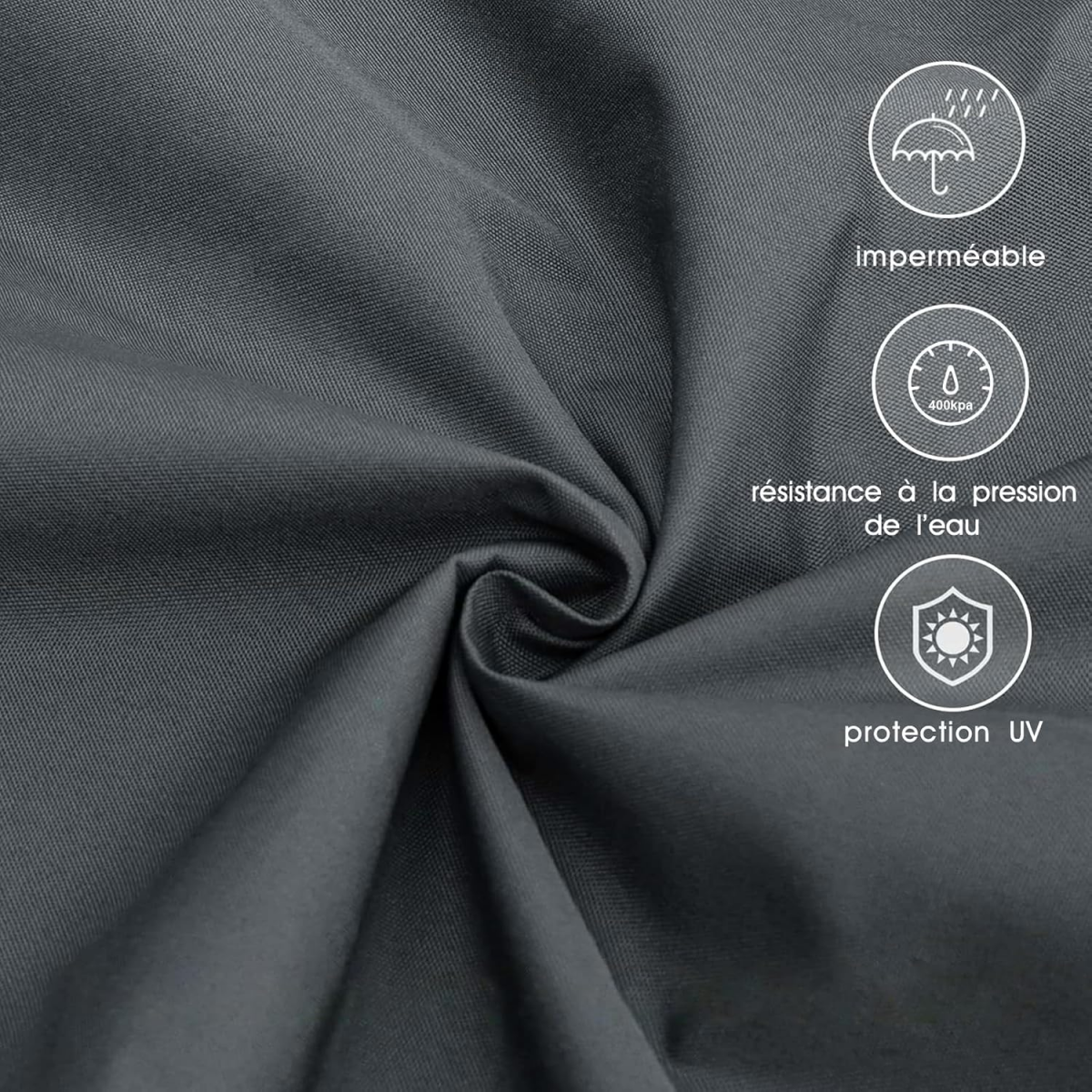 Voile d'ombrage 3x3m Rectangulaire Imperméable à l'eau PES Toile d'ombrage Anthracite avec 95% de Protection UV pour Patio Extérieur Jardin - 3