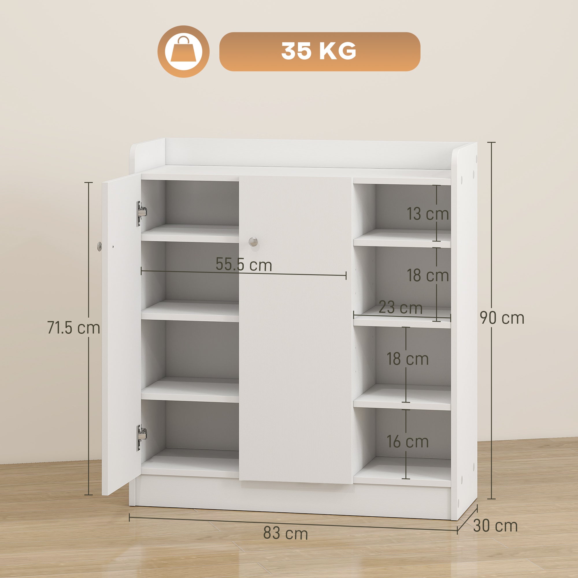Scarpiera HOMCOM 18 Paia Stretta Con 3 Cassetti Pieghevoli E Ripiani Regolabili - Moderna, Bianco, 72x26x112 Cm - 5