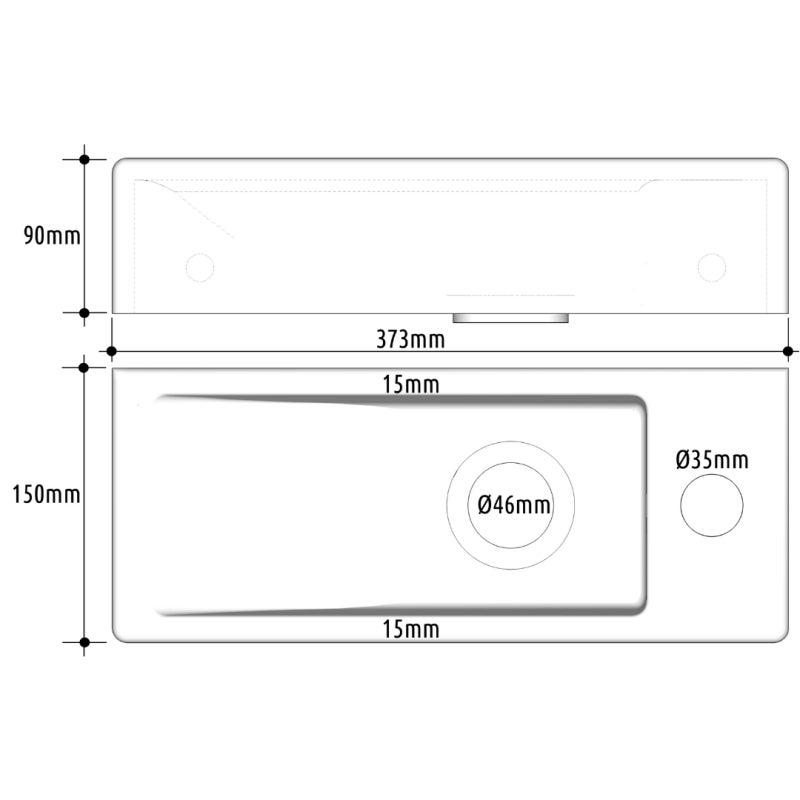 Lave-mains gain de place à suspendre 37 x 15 cm - robinet à droite - Longine - 3