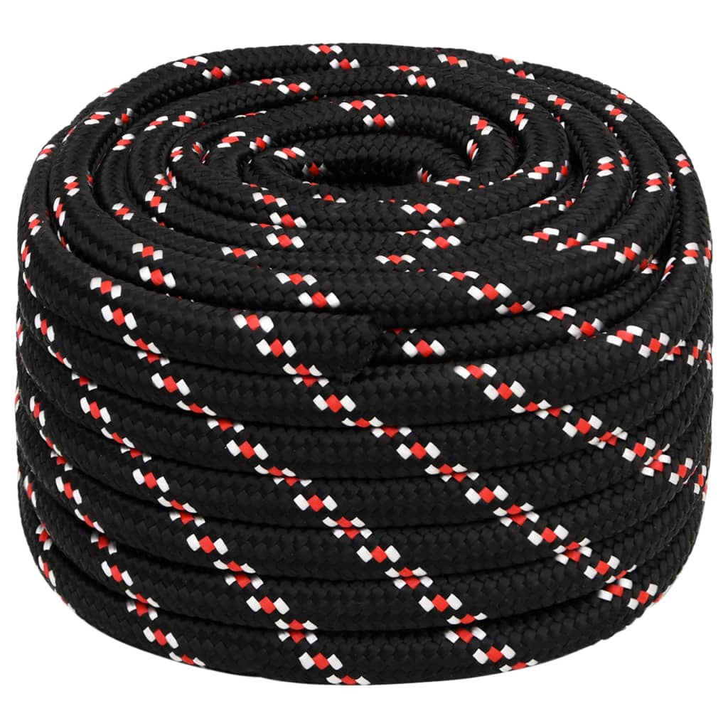 Corde En Aramide/polyester Tressée 4mm X 100m - Noir - Résistance Rupture 580kg - Pour Usage Professionnel