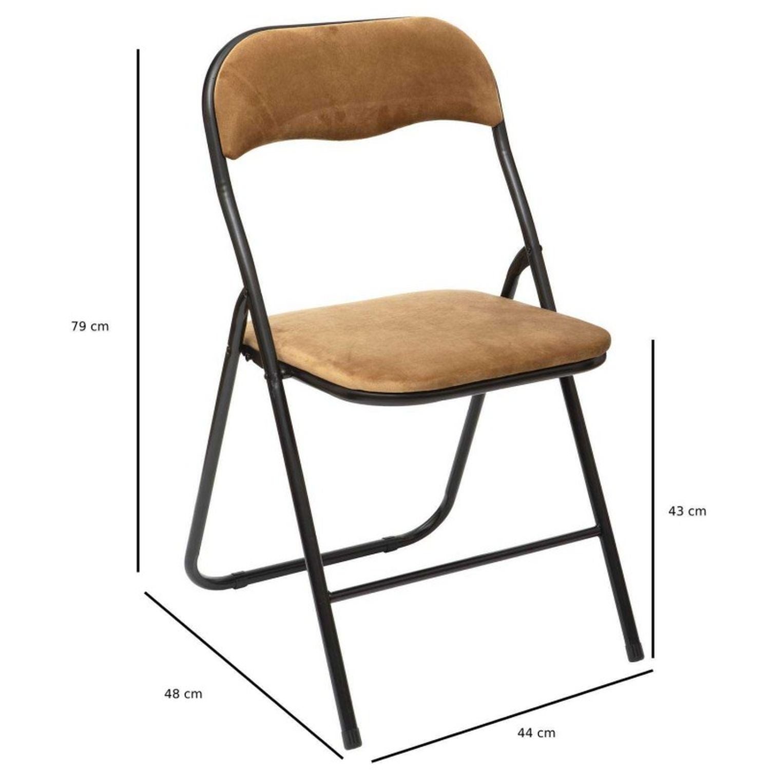 Lot de 6 Chaises pliantes effet velours - Ocre doré - 4