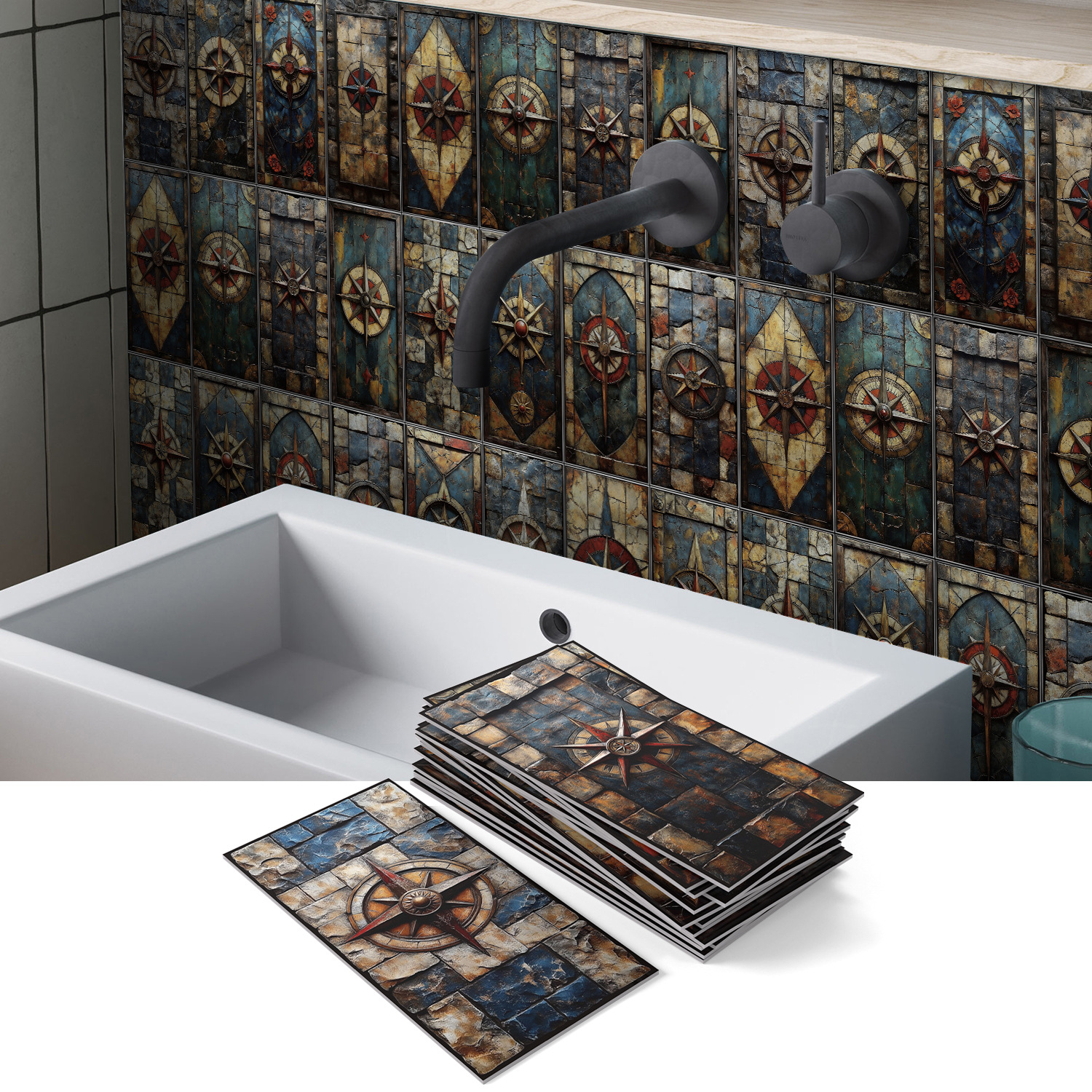Zestaw samoprzylepnych paneli ściennych panele backsplash z grubego PVC wodoodporne naklejki ścienne płytki ścienne z wytłoczeniem x cm