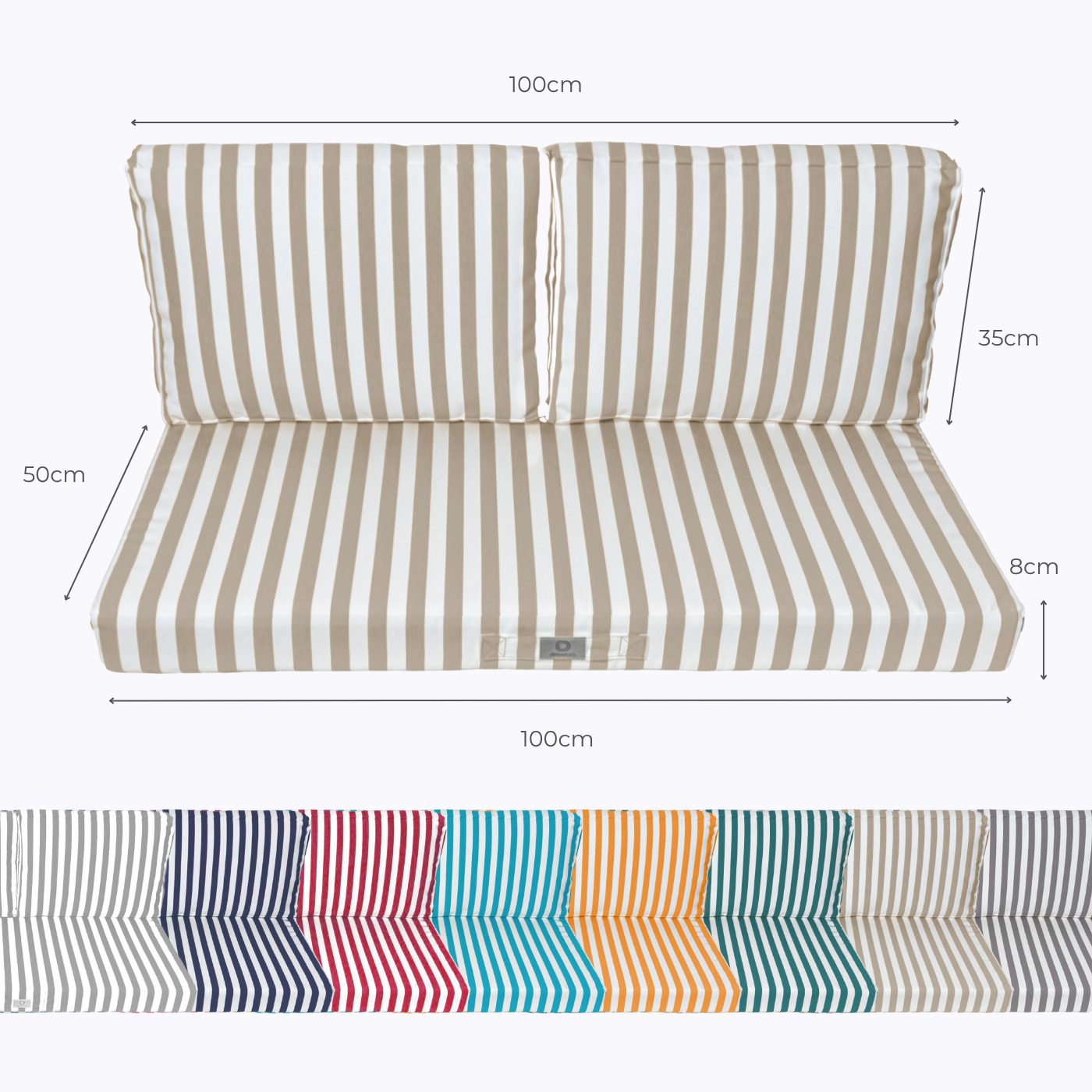 Coussins pour salon de jardin déhoussable 100x50cm Rayure beige - 5