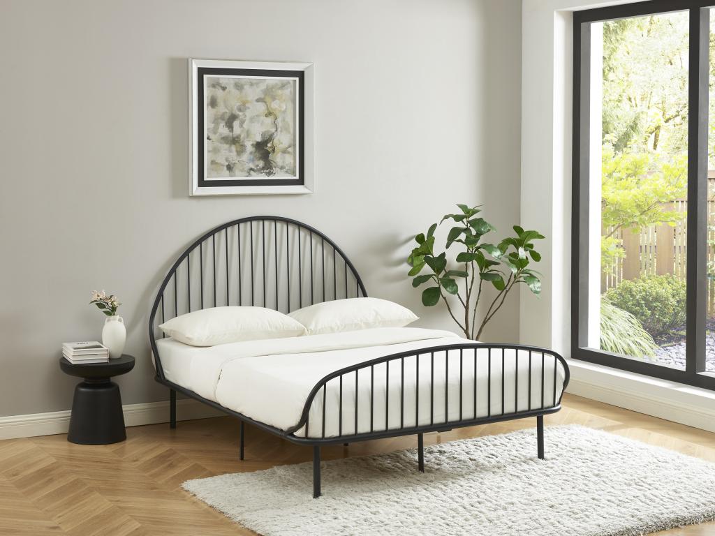 COSTWAY Telaio da Letto in Metallo, 190x140 cm, Struttura Letto con Testiera Fondamenta per Materasso Senza Rumore, Carico Massimo 360kg (Nero