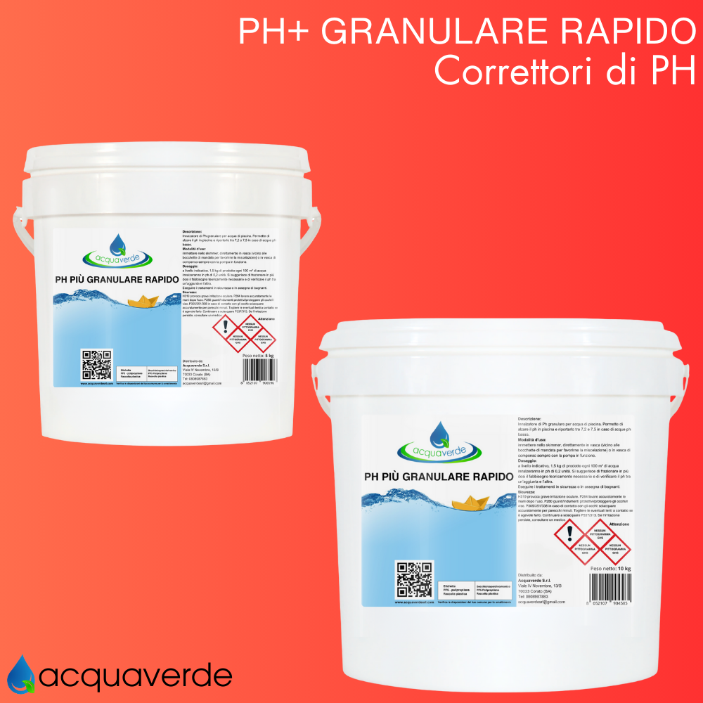 acquaverde | Ph+ Granulare Correttore Rapido, Regolatore, Incrementatore, Innalzatore di Ph Manutenzione, Trattamento Acqua Piscina - Secchio 10 kg - 2