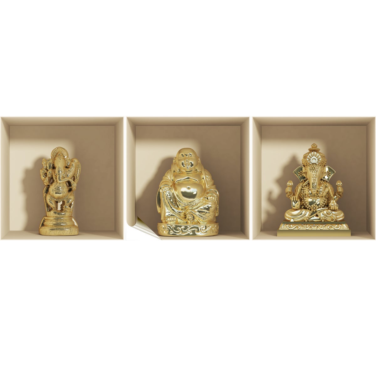 Adesivo effetto 3D Statua di Ganesh e Budda - Sticker adesivo - adesivi murali - 40x120cm - 5