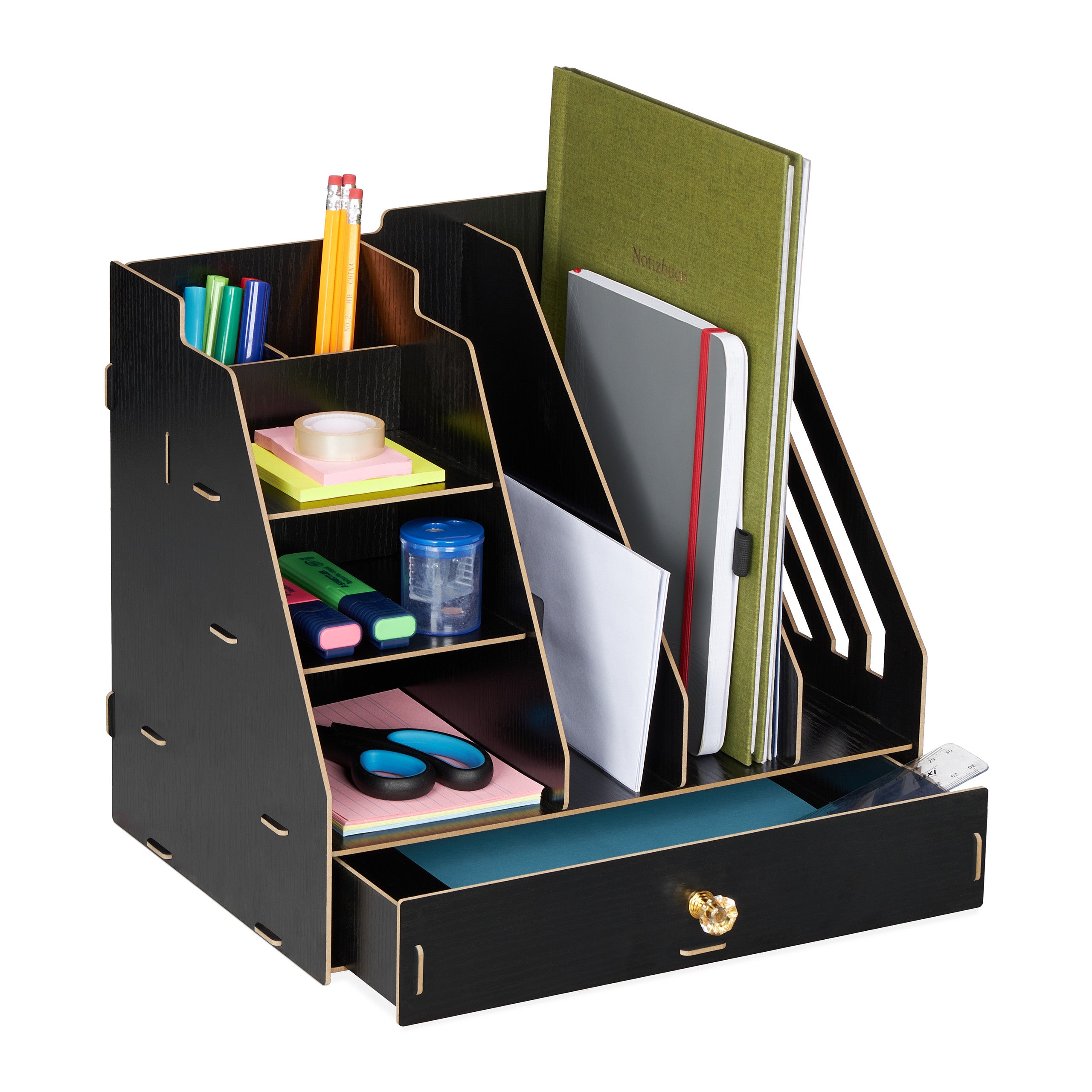 Organiseur bureau 7 pièces, métal, range-documents, lettres, range