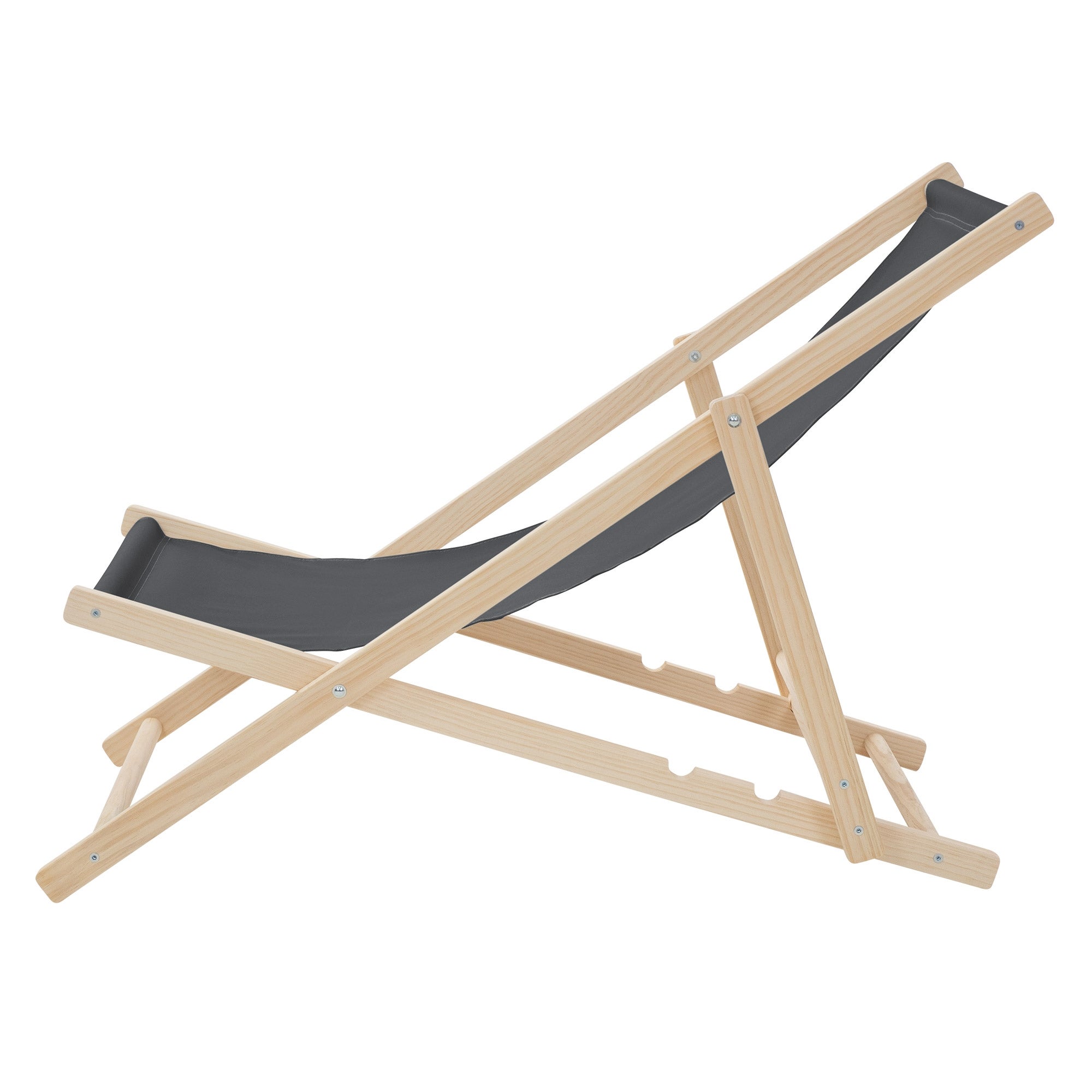 Lot 3 Chaises Longues Pliantes Bois Chiliennes Orange - Dossier Réglable 3 Positions 120kg